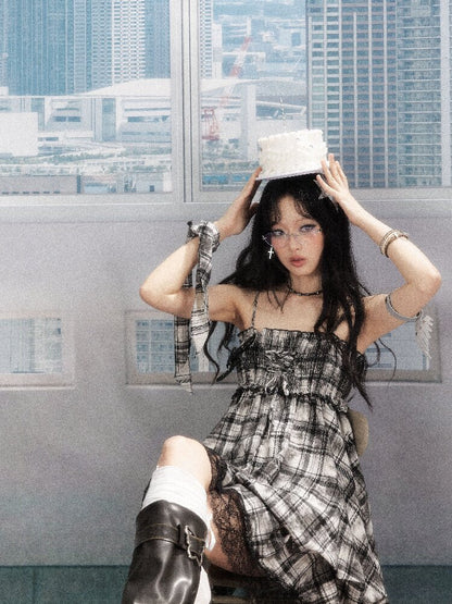 Lace Patchwork Plaid Sundress【s0000016277】