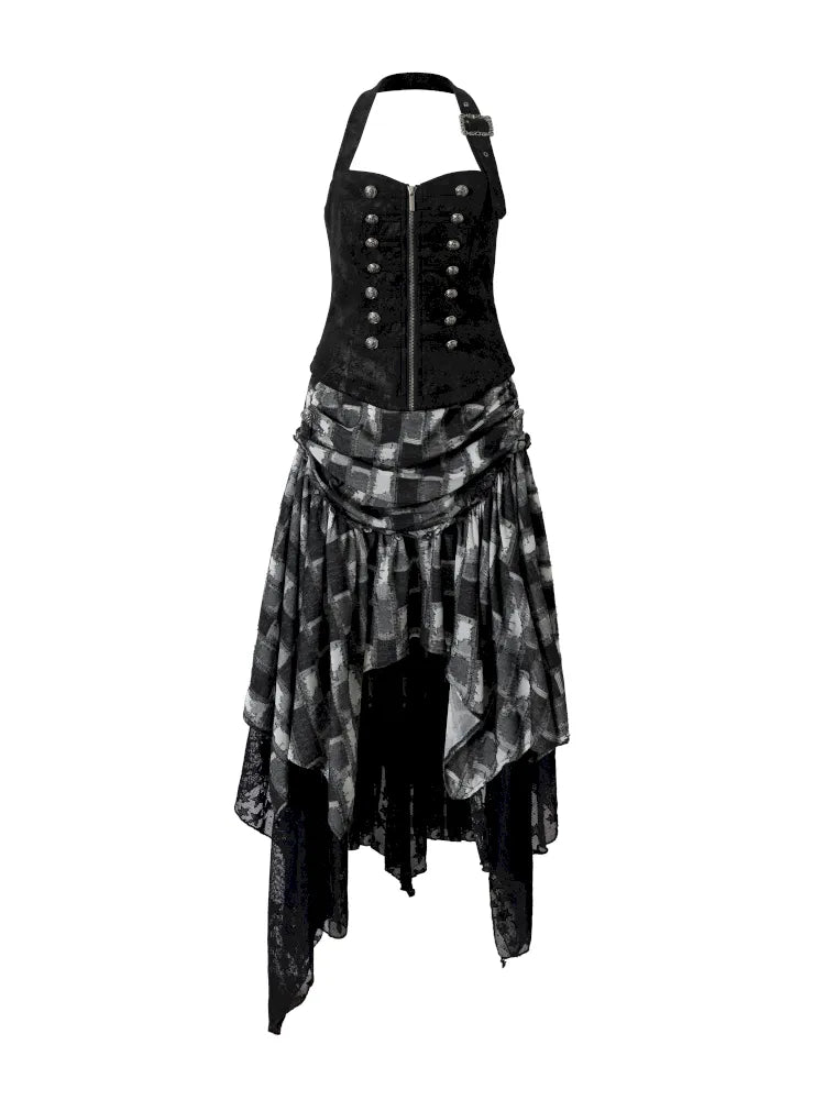 Asymmetrical Halter Neckline Dress【s0000013942】