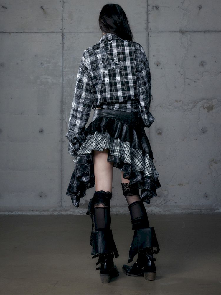 Heavy leather bustier skirt【s0000013467】