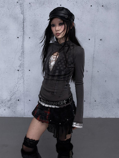 Lace Patchwork Hooded T-shirt【s0000015544】