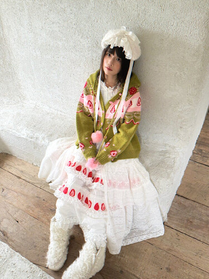 Strawberry Matcha Fair Isle Cardigan【s0000018535】