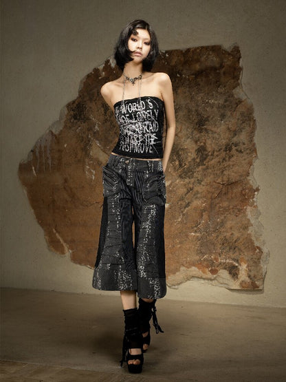 Dark Punk Cropped Bootcut Pants【s0000016887】