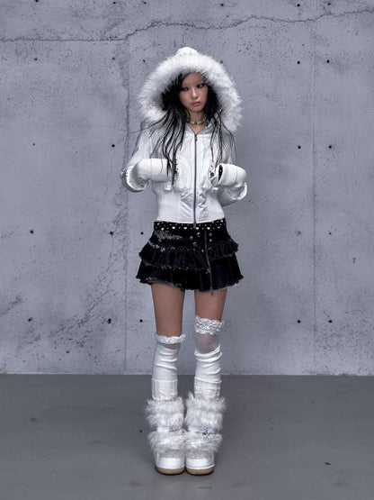 Street Punk Fur Hooded Padded Jacket【s0000014922】