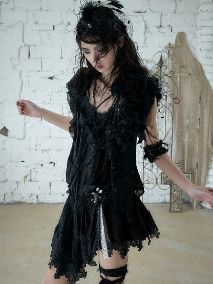 Romantic Velvet Drawstring Slip Dress【s0000016982】