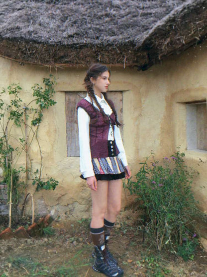 Blue Plaid Polka Dot Long Shirt【s0000014902】