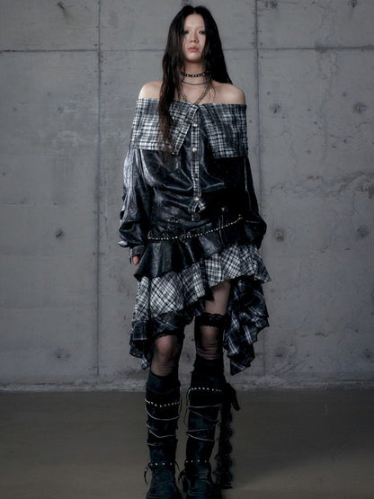 Back leather long sleeve sweater jacket【s0000013477】