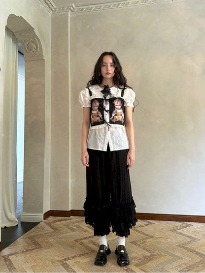 Cute bubble multi-layered lace bows pants【s0000012765】