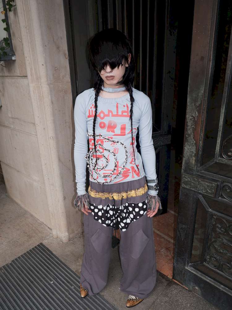 Polka Dot Paneled Wide Leg Pants【s0000015150】