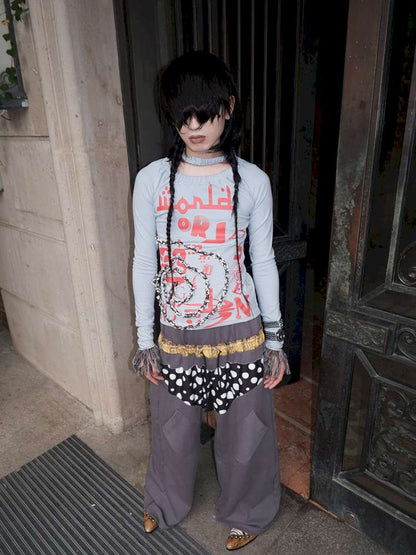 Polka Dot Paneled Wide Leg Pants【s0000015150】