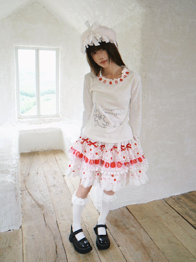 Lace Collar Long Sleeve Top【s0000018536】
