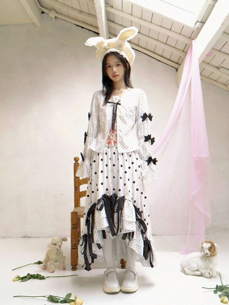 Asymmetric Bow Midi Skirt【s0000014525】