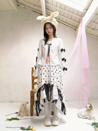 Asymmetric Bow Midi Skirt【s0000014525】