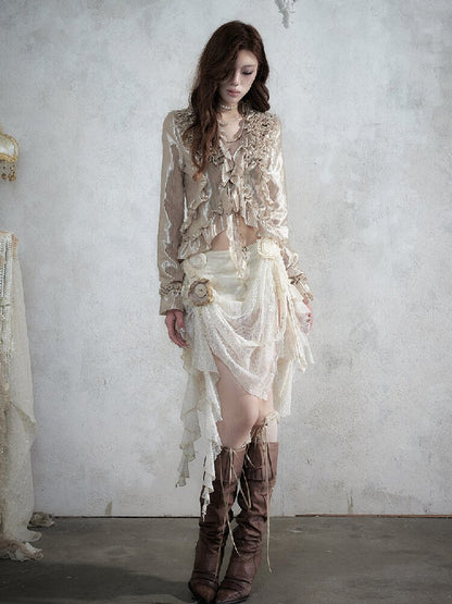 Wood Flange Waist-Cinching Shirt【s0000017986】