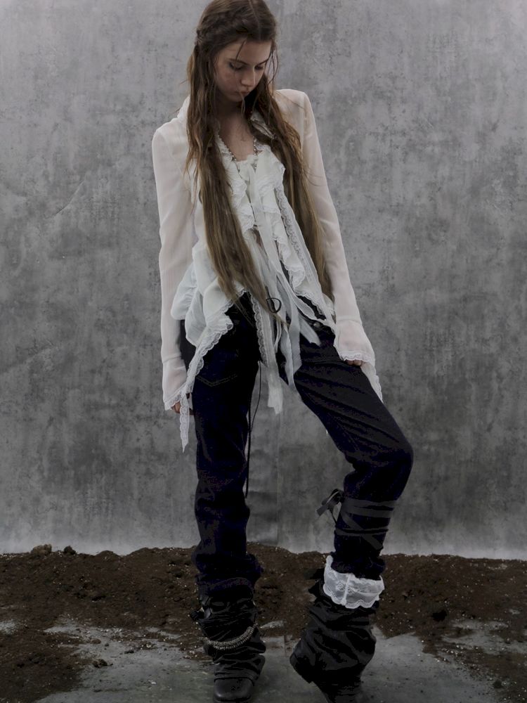 Original Textured Sheer Chiffon Blouse【s0000013908】