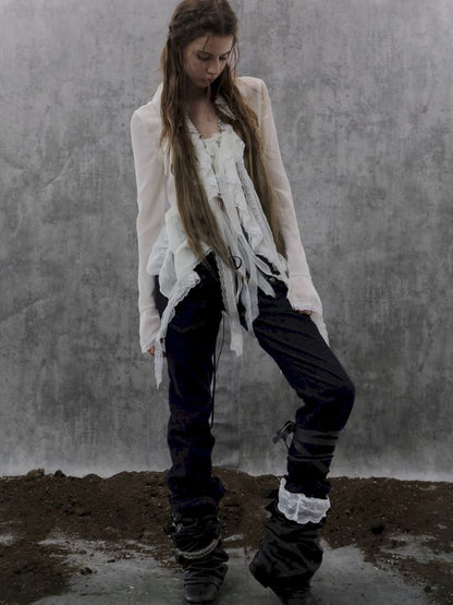 Original Textured Sheer Chiffon Blouse【s0000013908】