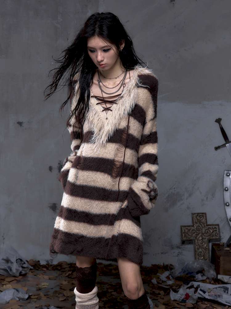 Long-Sleeve Striped Sweater【s0000014474】