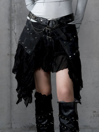 Asymmetrical multi-layer lace skirt【s0000013955】