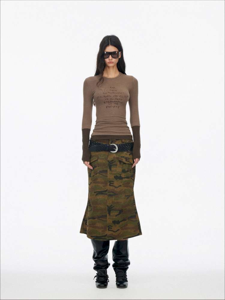 Fake Two-Piece Letter Print Slim Long-Sleeve T-Shirt【s0000014874】