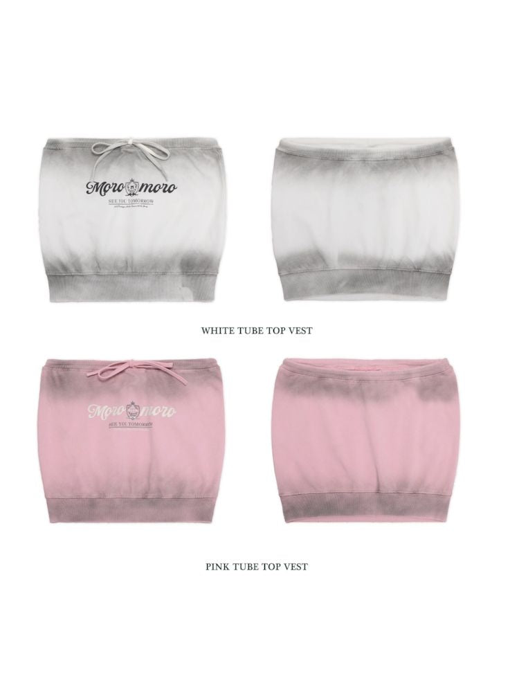 Drawstring Badge Printing Tie Bandage Tank Top【s0000008654】