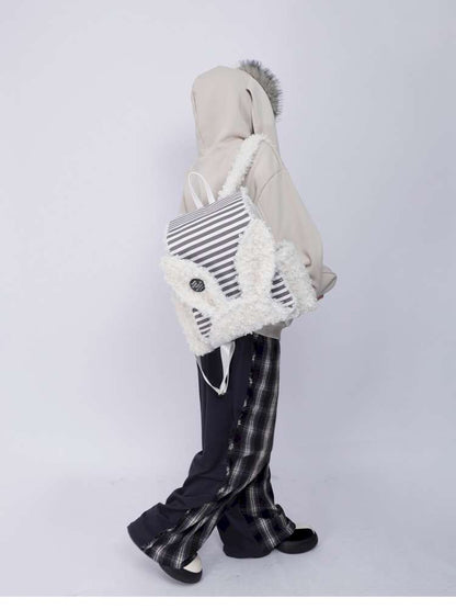 Rabbit Ears Fur Computer School Bag【s0000014615】