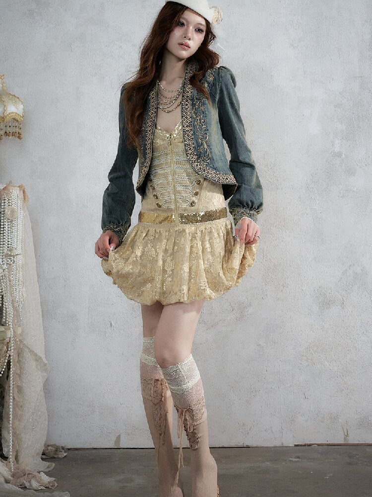 Vintage Court Punk Sequin Dress【s0000017858】