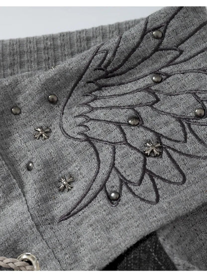 Rhinestone Off-Shoulder Long-Sleeve T-Shirt【s0000014118】