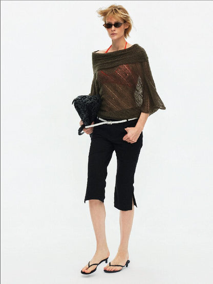 One Shoulder Cut Out Cable Knit【s0000015930】