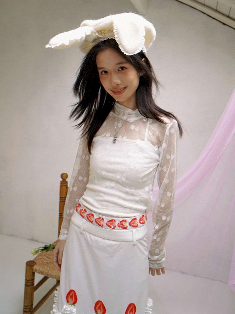 Cherry Jacquard High-Neck Base Shirt【s0000014937】