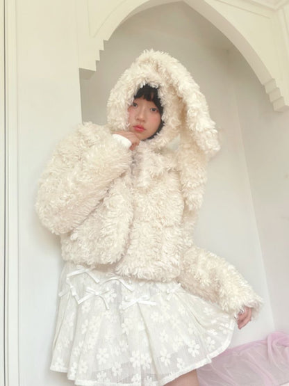 Plush Bowknot Warm Rabbit Ear Hat [S0000010889]