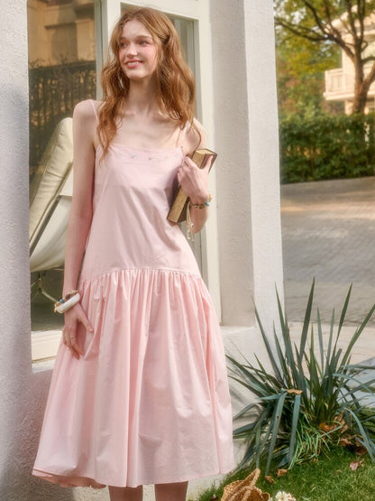 Pink Cotton Embroidered Shirt Dress【s0000015620】