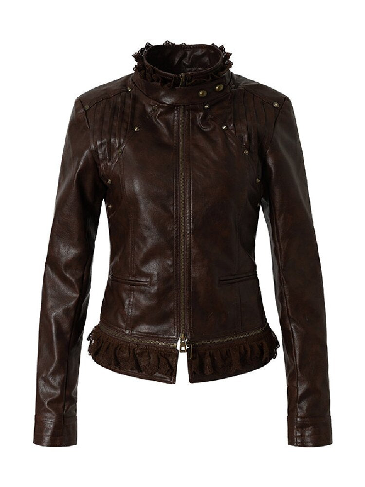 Riveted PU Leather Split Jacket【s0000019156】