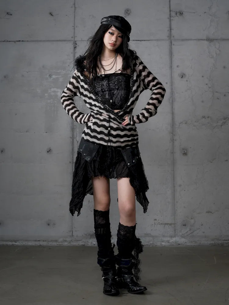 Two-Piece Set Striped Knit Top【s0000013953】