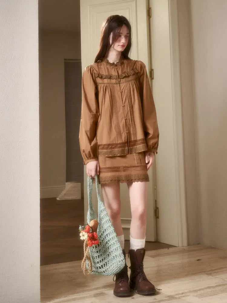 Natural Cotton Shirt Skirt Set【s0000014330】