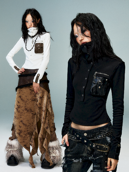 슬림 니트 긴 소매 바닥 셔츠 [S0000011480]