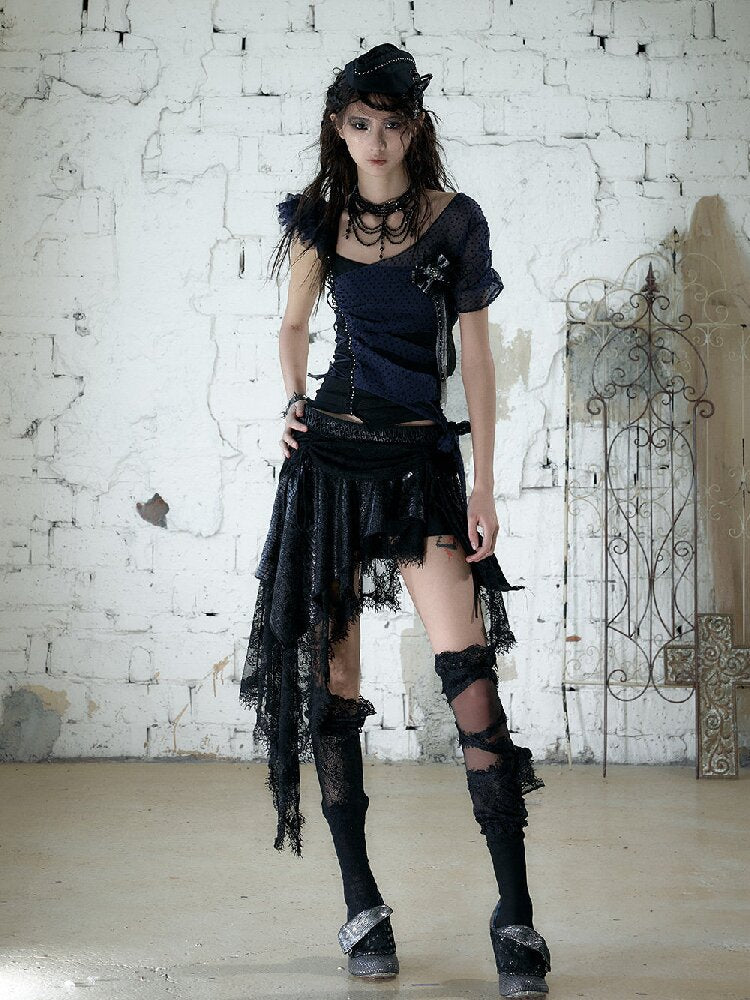 Y2k Retro Asymmetrical Strap T-Shirt【s0000017237】