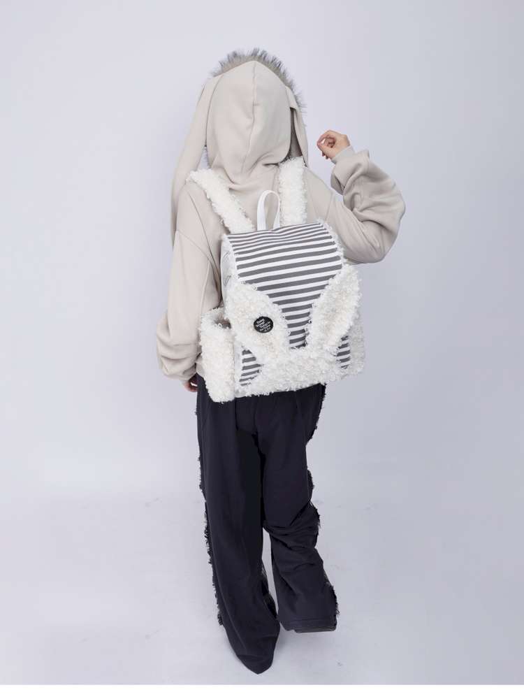 Rabbit Ears Fur Computer School Bag【s0000014615】