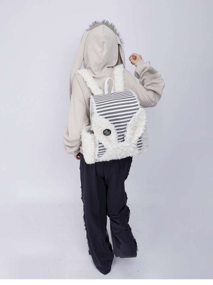 Rabbit Ears Fur Computer School Bag【s0000014615】
