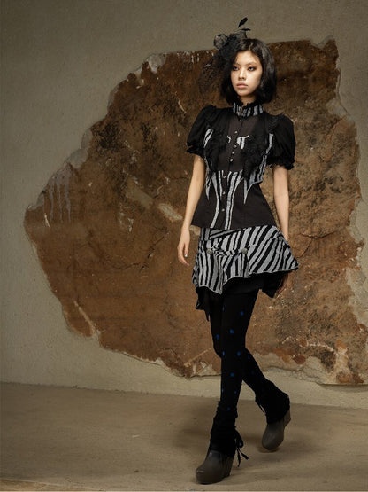 Court Style Dark Punk Puff Shirt【s0000016888】