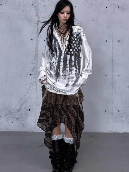 Lace Stitched Hooded T-Shirt【s0000015545】