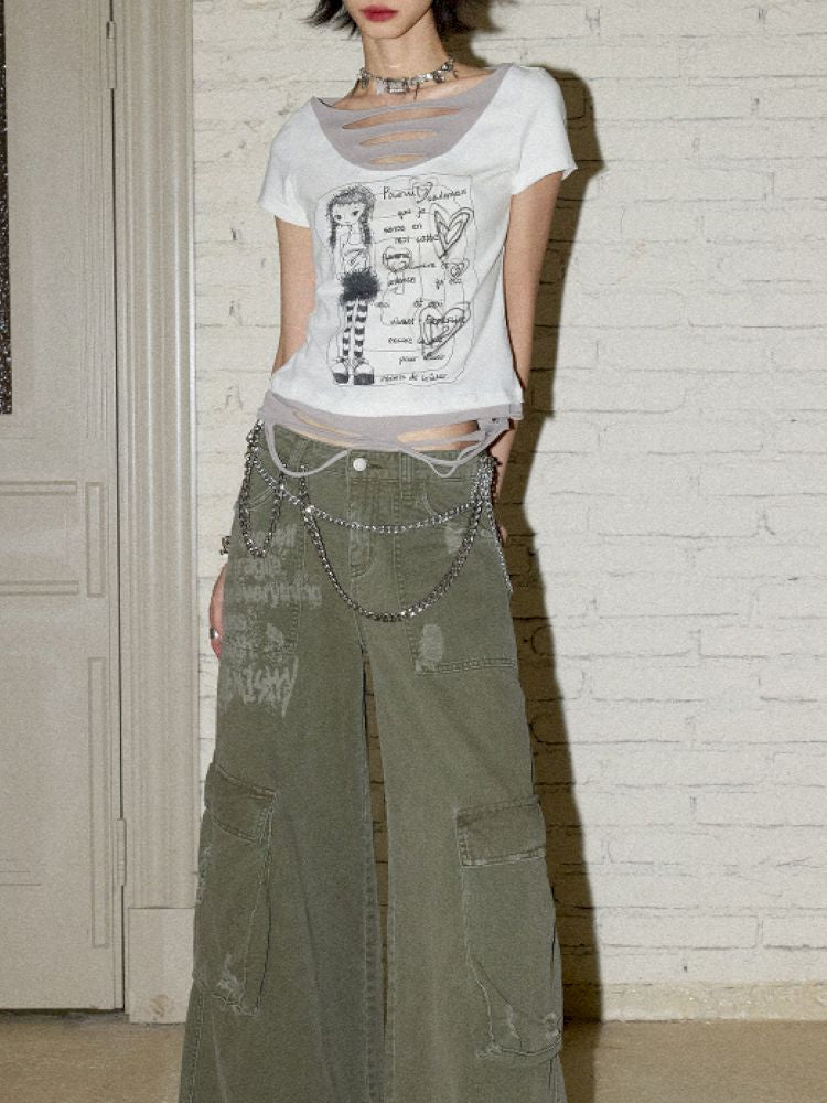 Letters do old loose work pants【s0000012430】