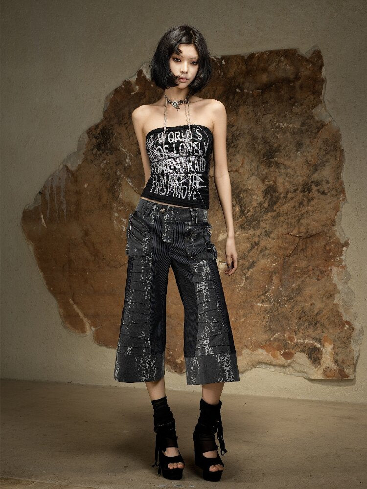 Dark Punk Cropped Bootcut Pants【s0000016887】