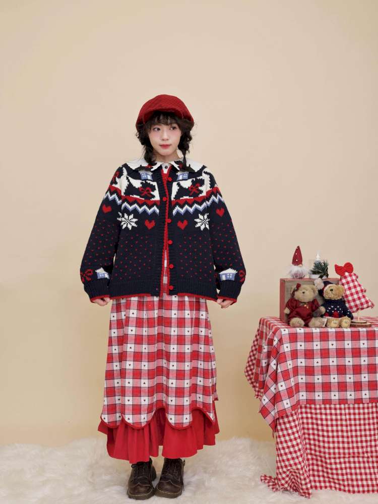 Bow Snowflake Island Wool Sweater【s0000015098】