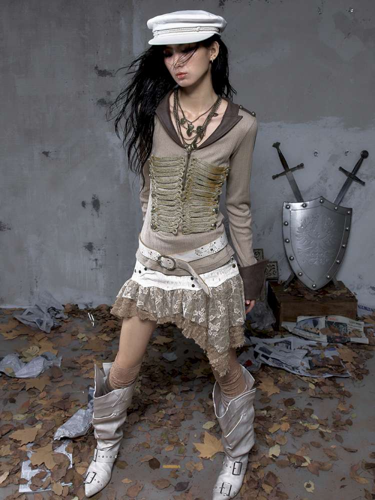 Vintage Punk Knight Slim Fit Shirt【s0000014652】