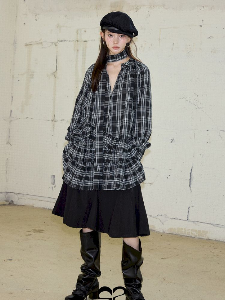 Plaid Ruffle Dress【s0000013739】