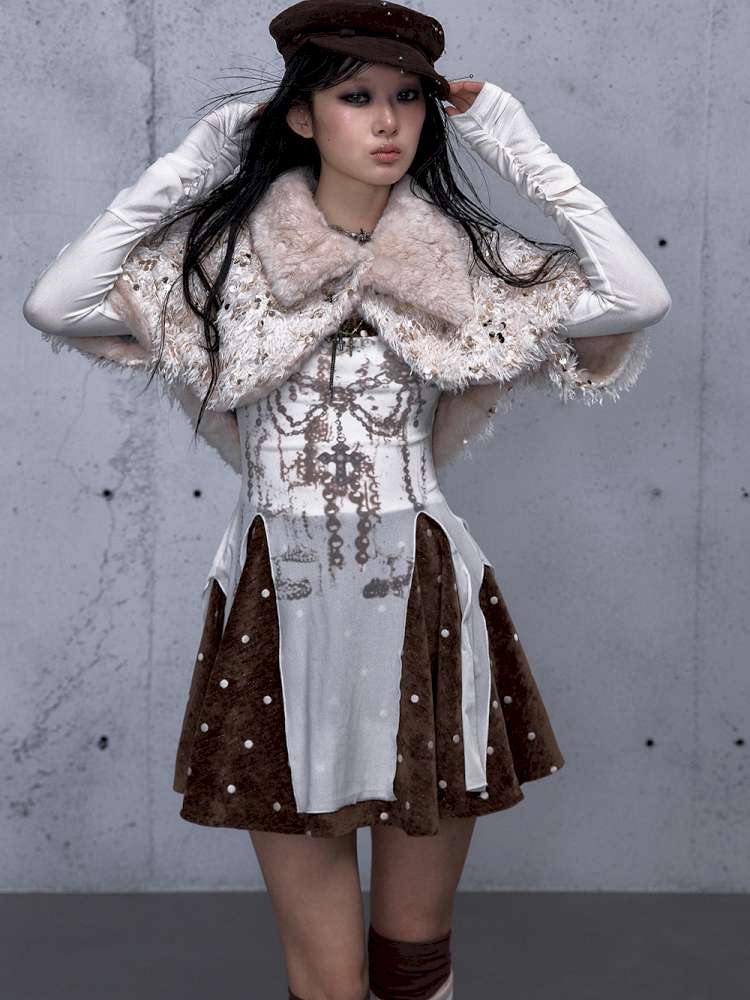 Vintage Baroque Velvet Check Dress【s0000014935】