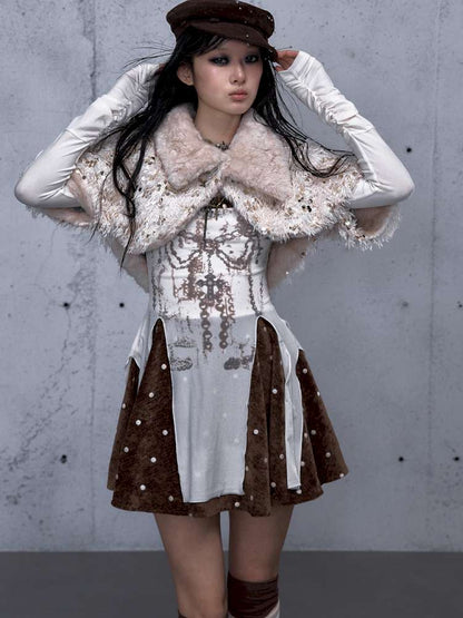 Vintage Baroque Velvet Check Dress【s0000014935】