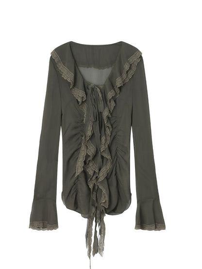 Original Textured Sheer Chiffon Blouse【s0000013908】