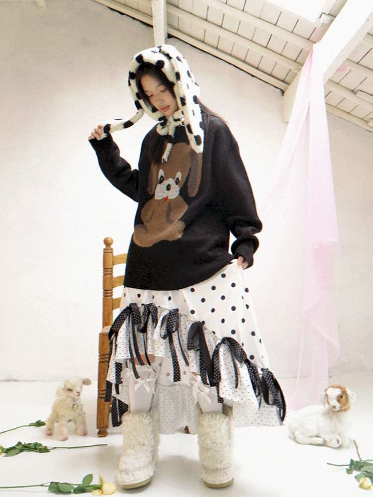 Asymmetric Bow Midi Skirt【s0000014525】