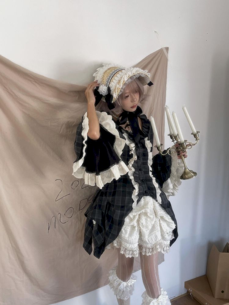 레이스 ji 슬리브 도베 테일 불규칙한 셔츠 [S0000011340]