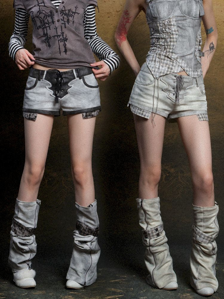 낮은 허리 반바지 2 개 레깅스 [S000011805]